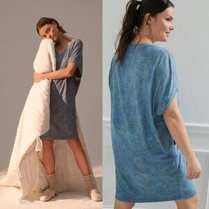 NEW Anthropologie Saturday Sunday Zelda Tunic Blue Mini Dress Short Sleeve